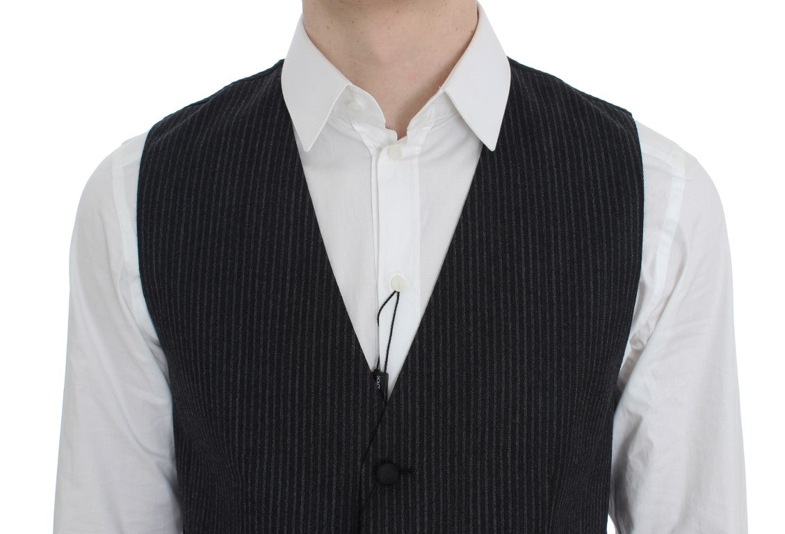 Dolce & Gabbana Elegant Gray Striped Wool Vest IT50 / L