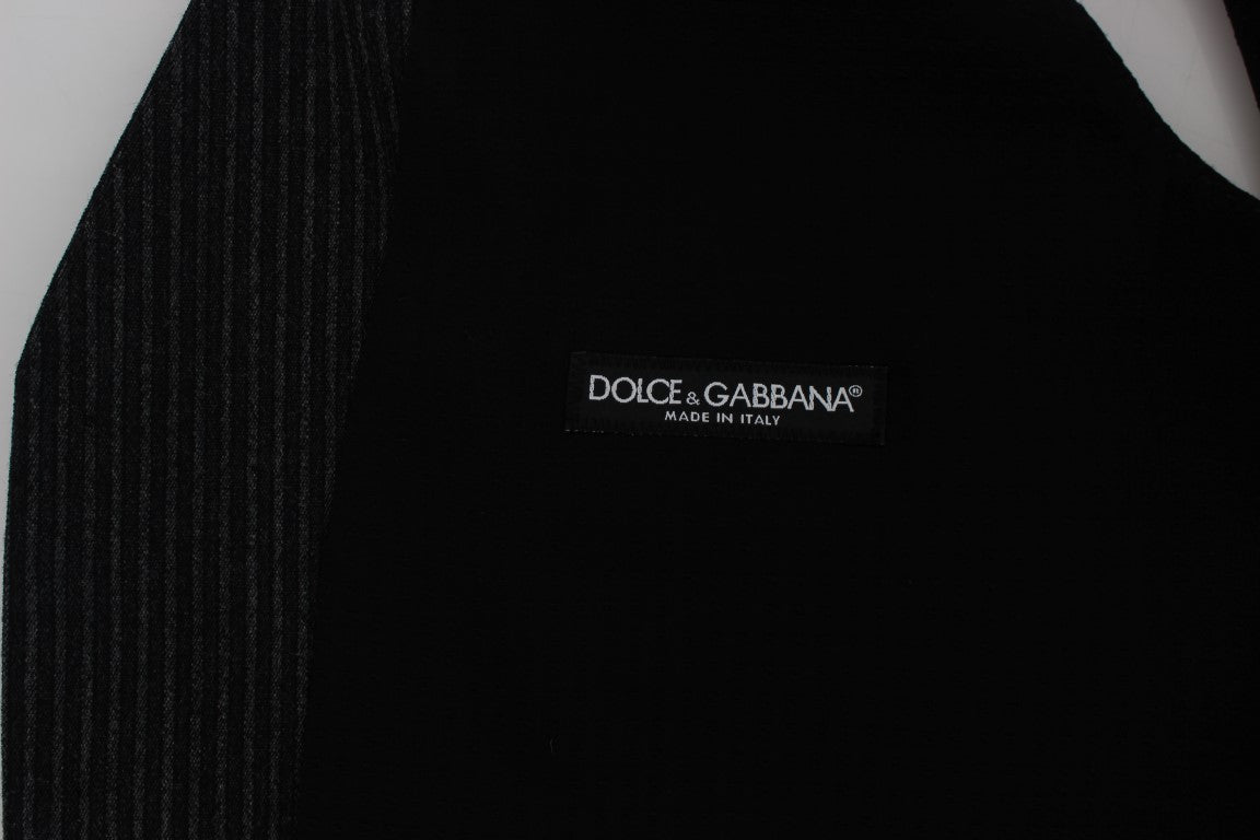 Dolce & Gabbana Elegant Gray Striped Wool Vest IT50 / L