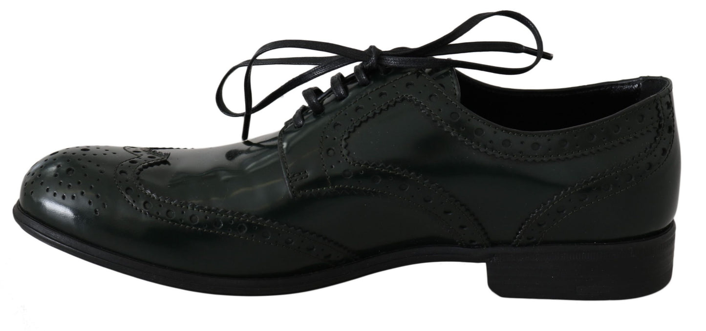 Dolce & Gabbana Elegant Green Brogues Oxford Wingtip Flats EU35 / US 4.5