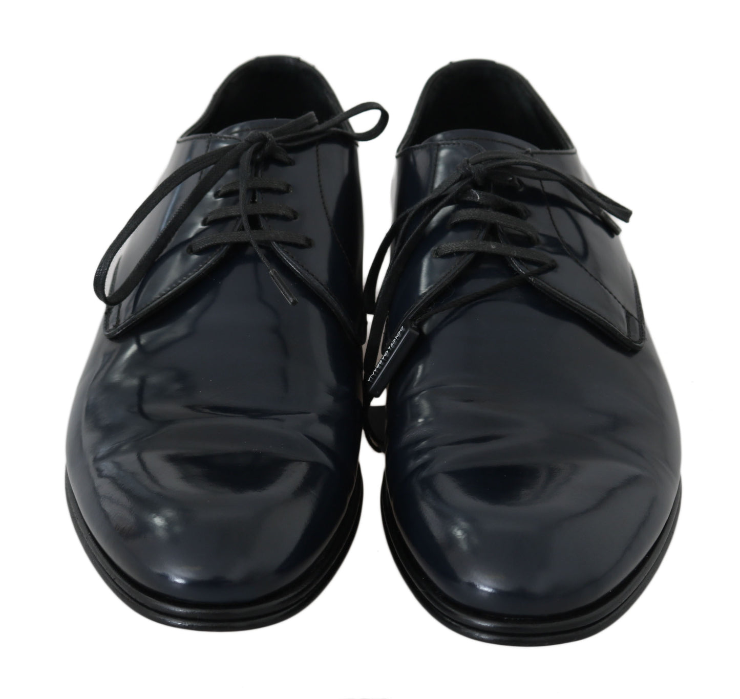 Dolce & Gabbana Elegant Dark Blue Leather Derby Dress Shoes EU39 / US6