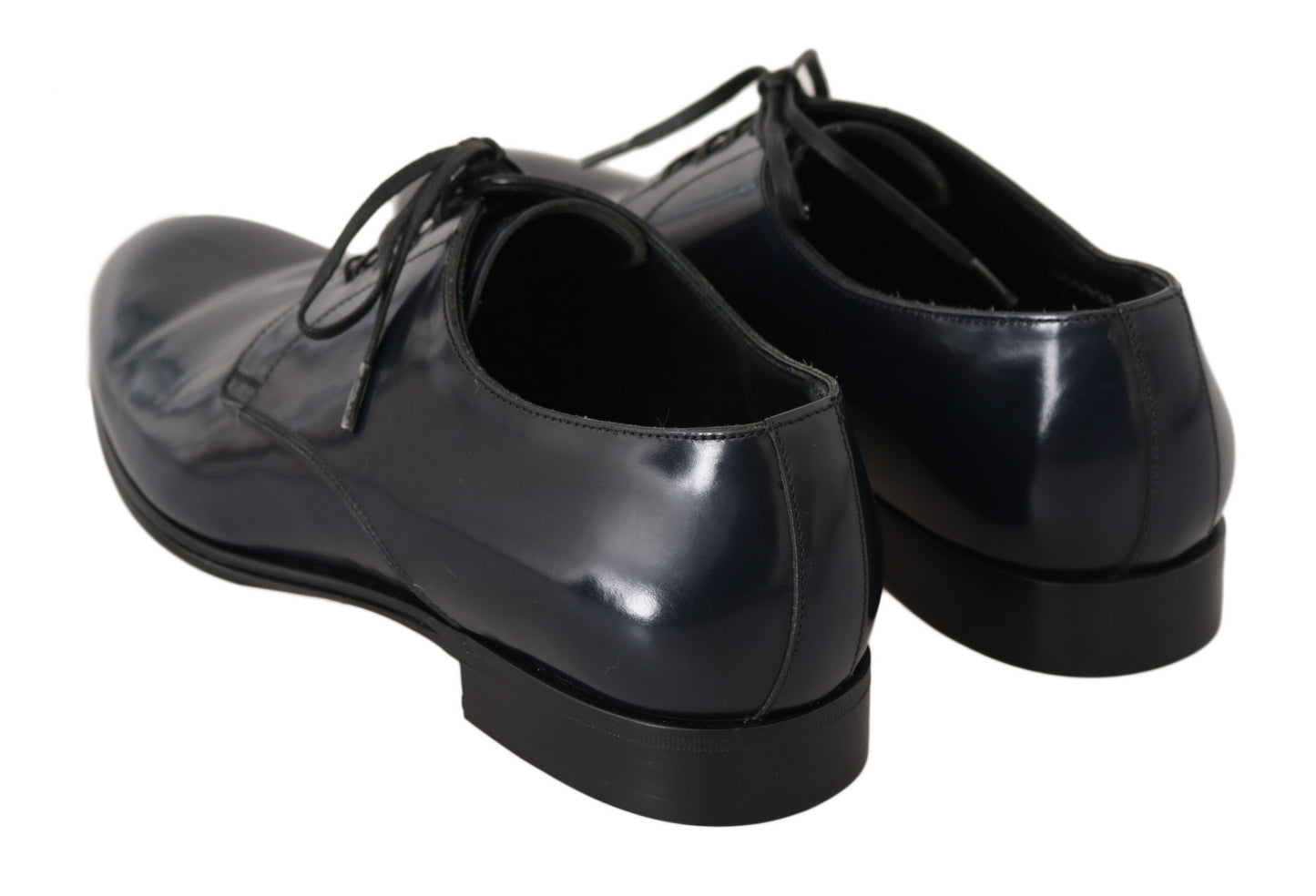 Dolce & Gabbana Elegant Dark Blue Leather Derby Dress Shoes EU39 / US6