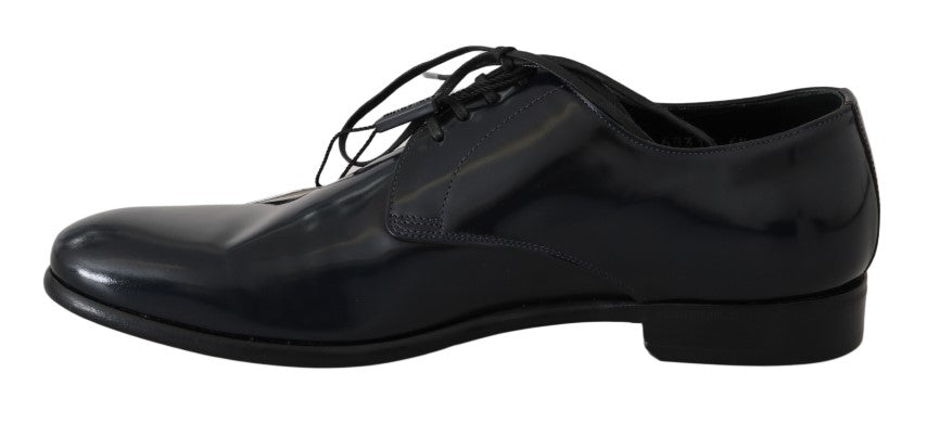 Dolce & Gabbana Elegant Dark Blue Leather Derby Shoes EU39 / US6