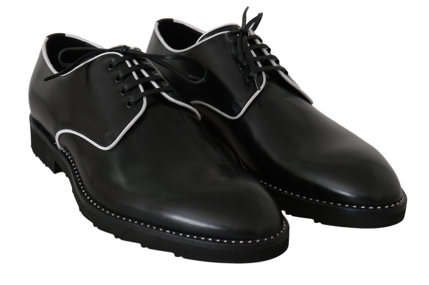 Dolce & Gabbana Elegant Black Leather Derby Dress Shoes EU39 / US6