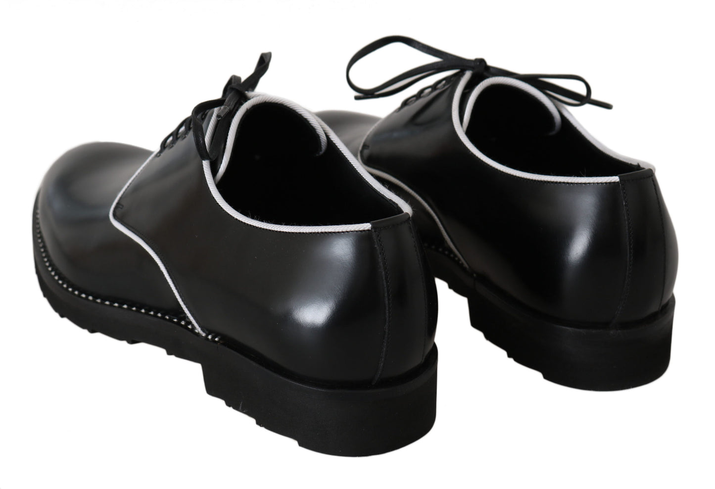 Dolce & Gabbana Elegant Black Leather Derby Dress Shoes EU39 / US6