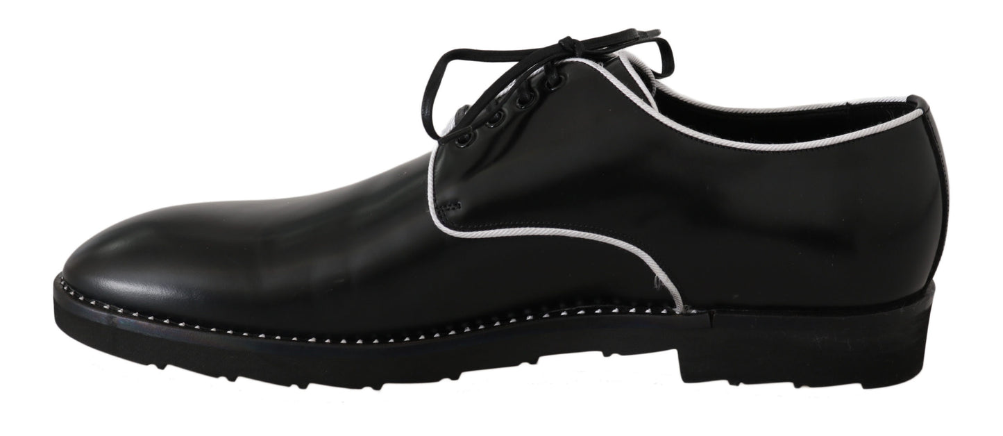 Dolce & Gabbana Elegant Black Leather Derby Dress Shoes EU39 / US6