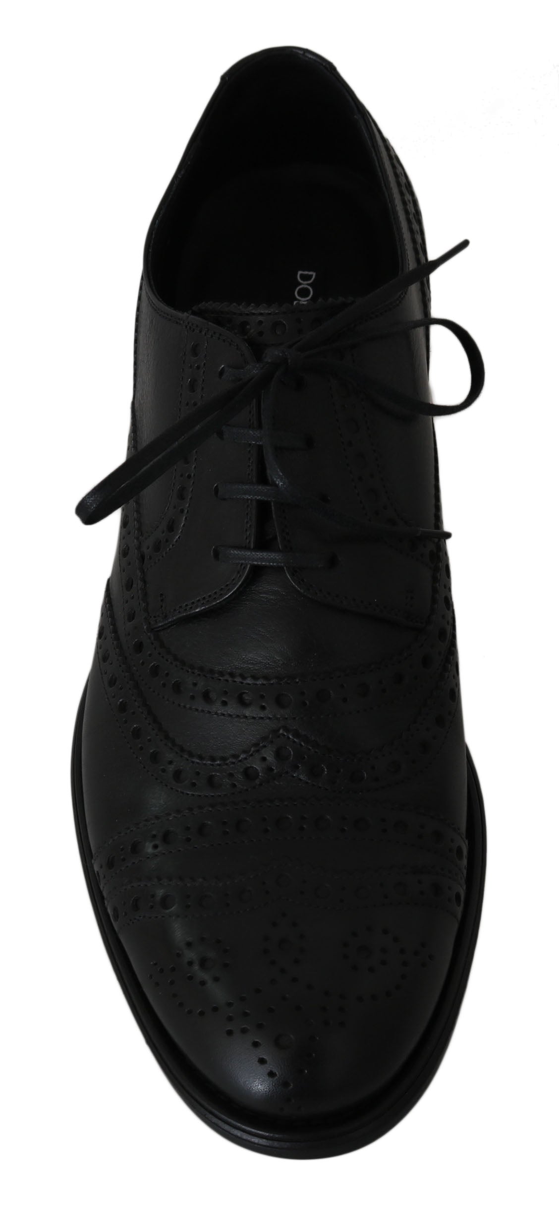 Dolce & Gabbana Elegant Black Leather Derby Wingtip Dress Shoes EU39 / US6