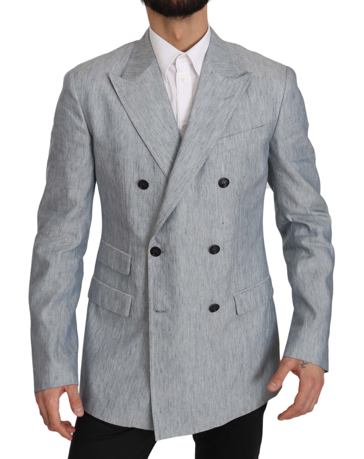 Dolce & Gabbana Elegant Light Blue Double Breasted Blazer IT48 / M