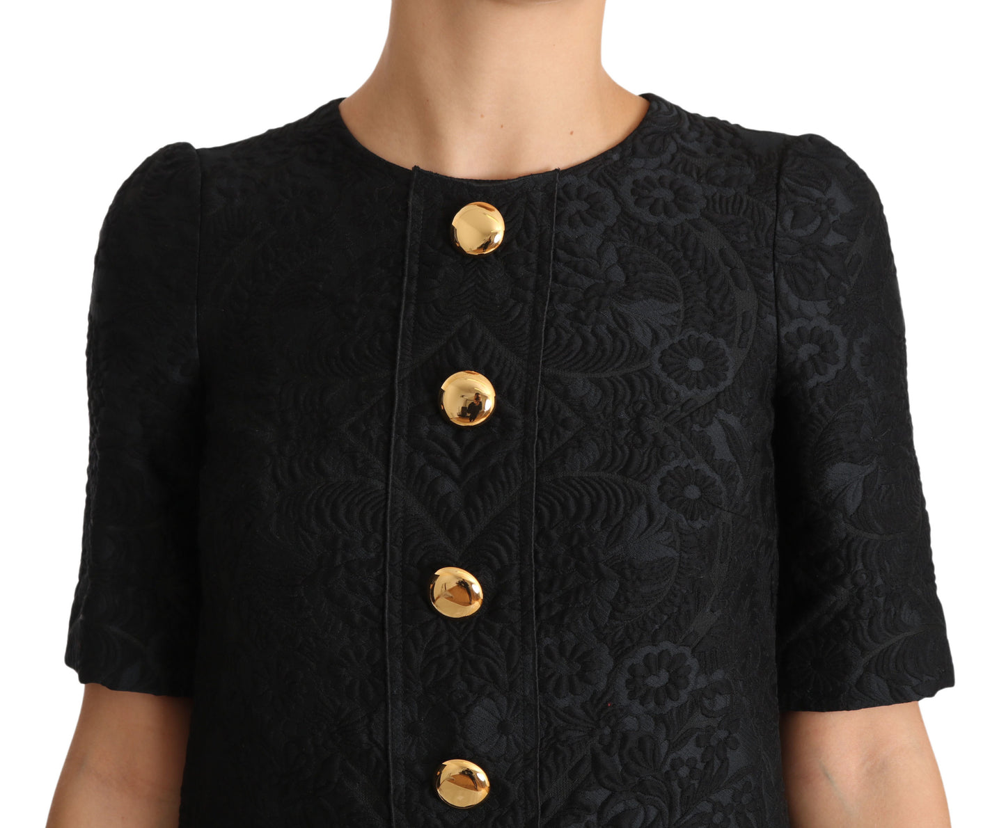 Dolce & Gabbana Elegant Black Button Embellished Mini Dress IT36 / XS