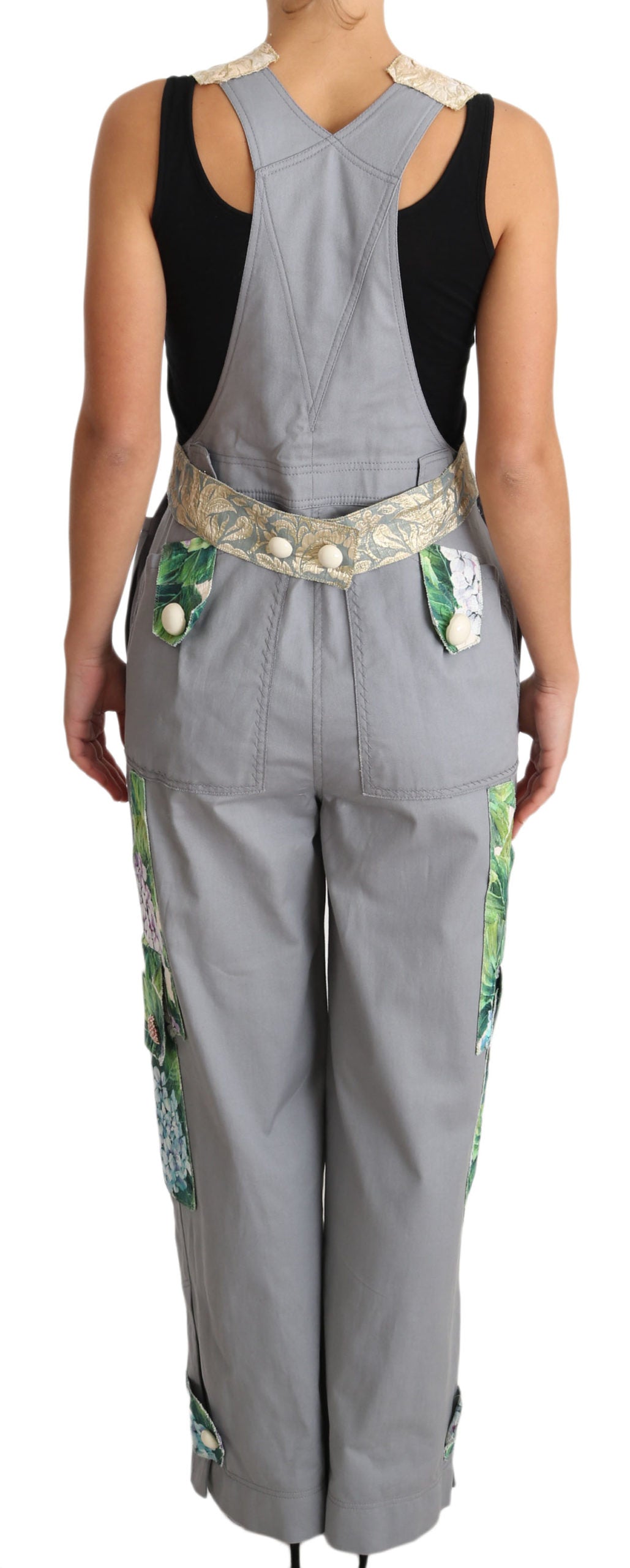 Dolce & Gabbana Exquisite Floral Embellished Denim Overalls IT40 | S