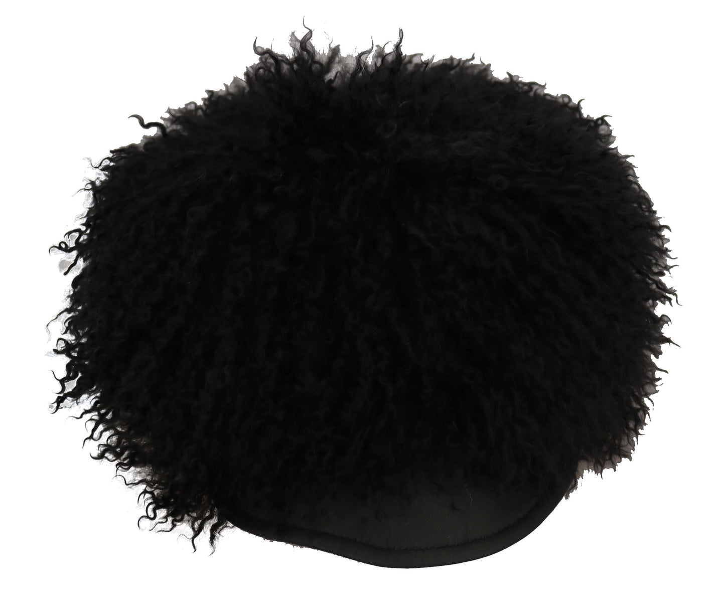 Dolce & Gabbana Chic Black Gatsby Cap in Tibet Lamb Fur 56CM / XS