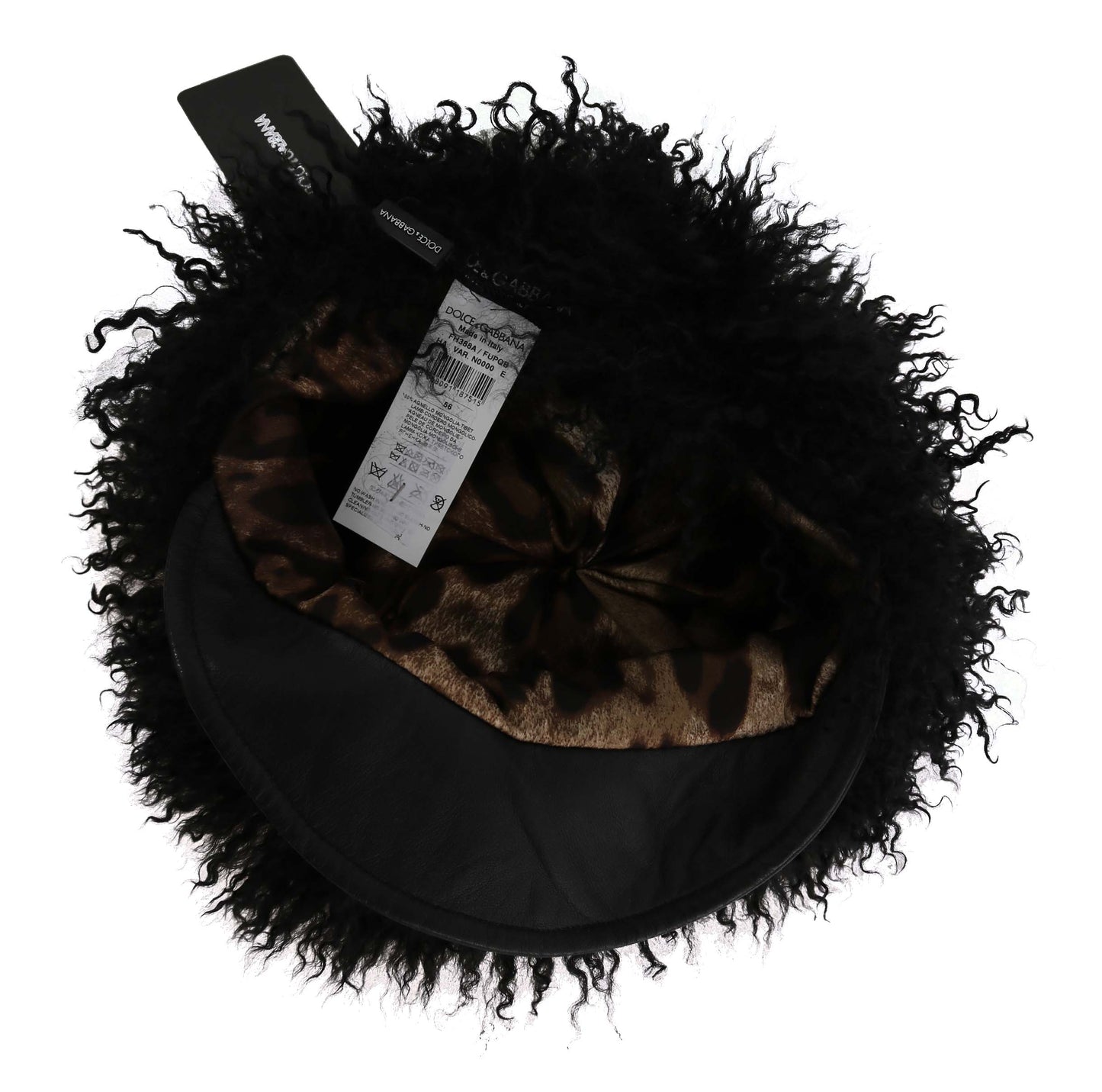 Dolce & Gabbana Chic Black Gatsby Cap in Tibet Lamb Fur 56CM / XS