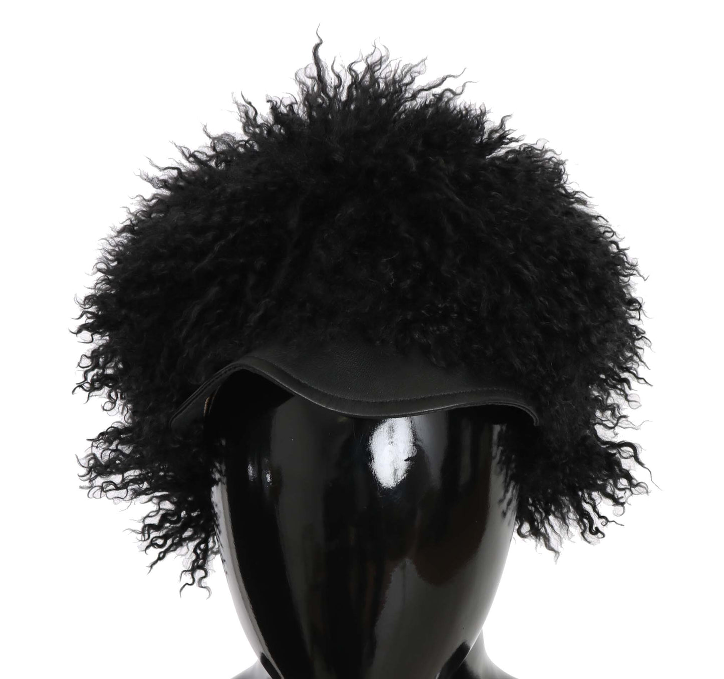 Dolce & Gabbana Chic Black Gatsby Cap in Tibet Lamb Fur 56CM / XS