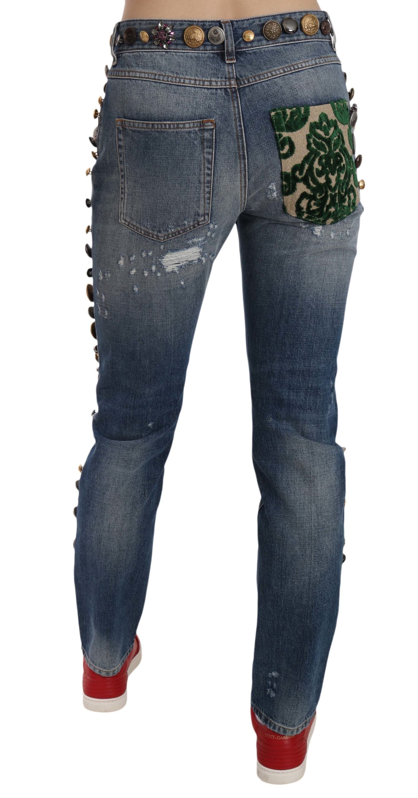 Dolce & Gabbana Crystal Embellished Luxury Denim Jeans IT38 / XS