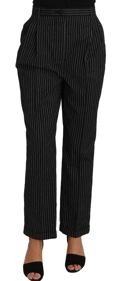 Dolce & Gabbana Elegant Black Pinstripe Dress Pants IT46 / L