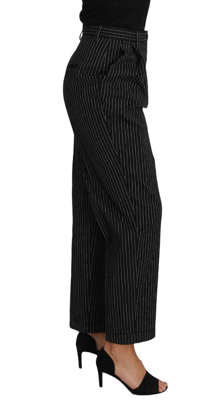 Dolce & Gabbana Elegant Black Pinstripe Dress Pants IT46 / L