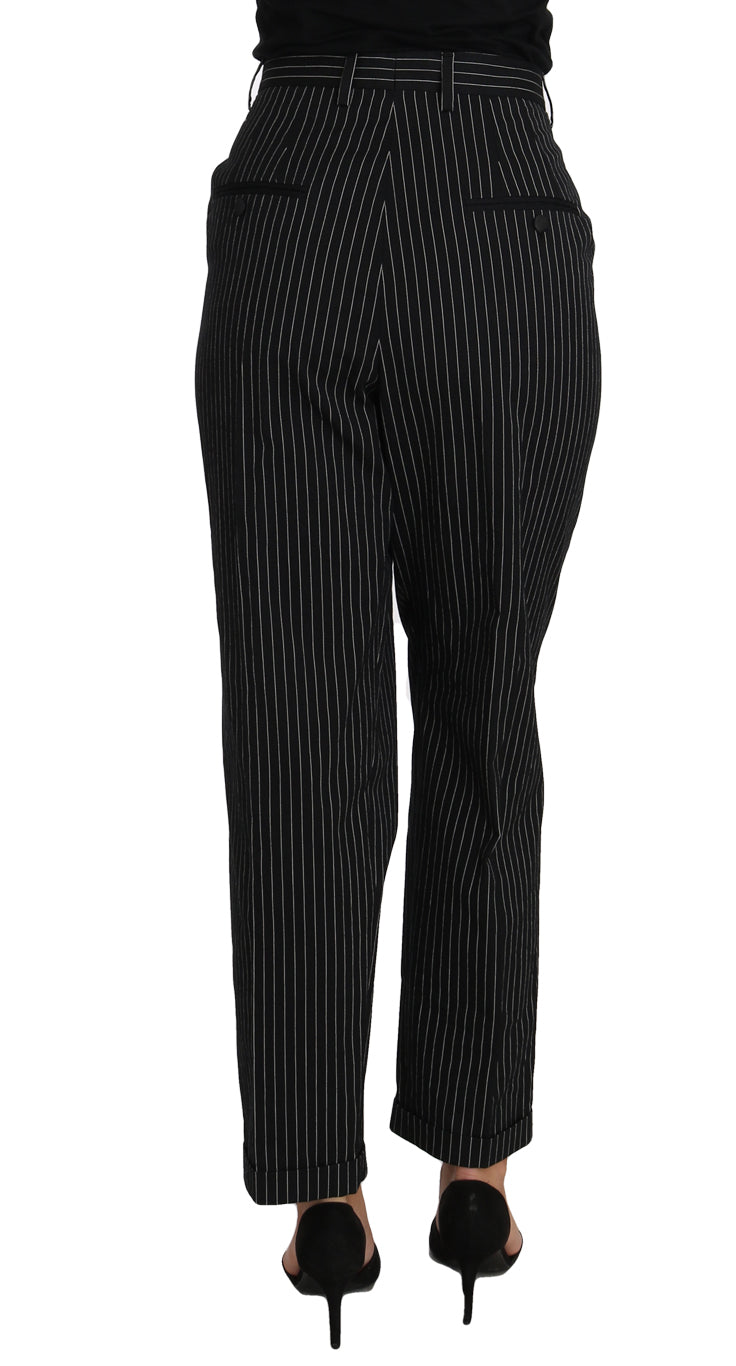 Dolce & Gabbana Elegant Black Pinstripe Dress Pants IT46 / L