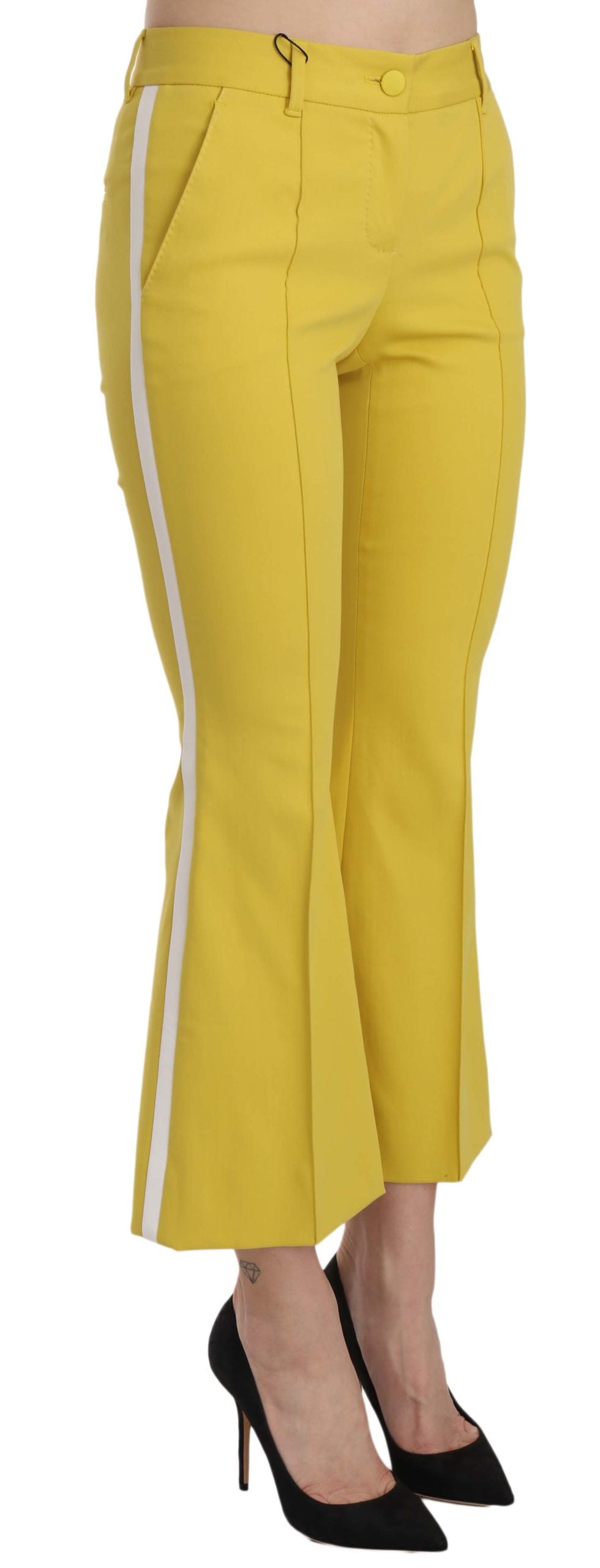 Dolce & Gabbana Chic Yellow Flare Pants for Elegant Evenings IT36 / XS