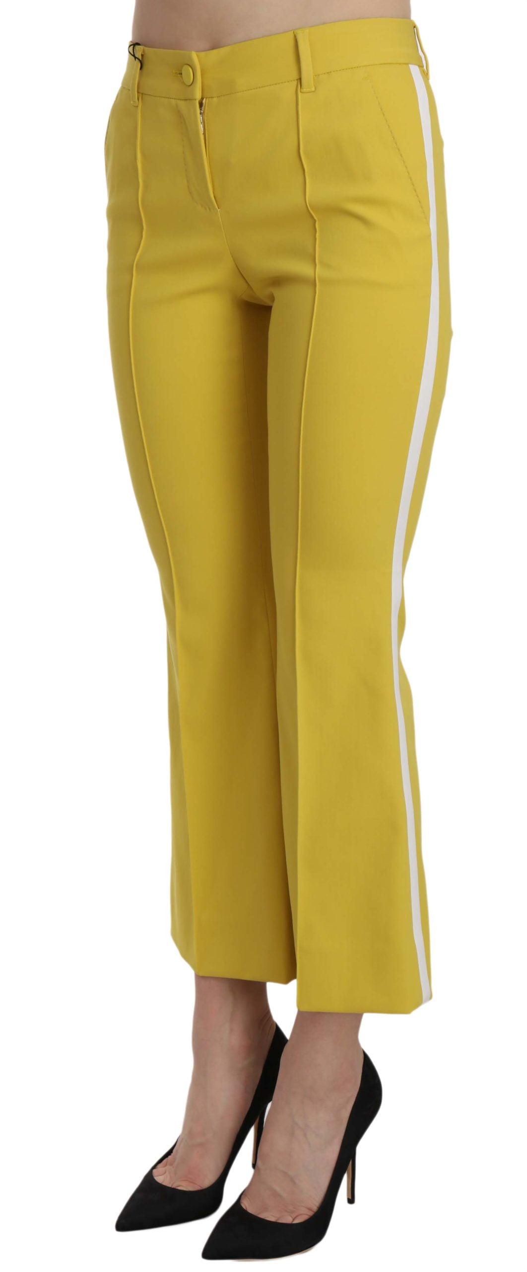 Dolce & Gabbana Chic Yellow Flare Pants for Elegant Evenings IT36 / XS