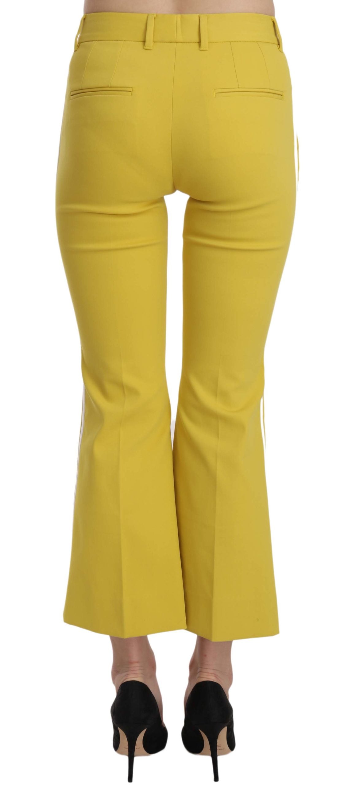 Dolce & Gabbana Chic Yellow Flare Pants for Elegant Evenings IT36 / XS