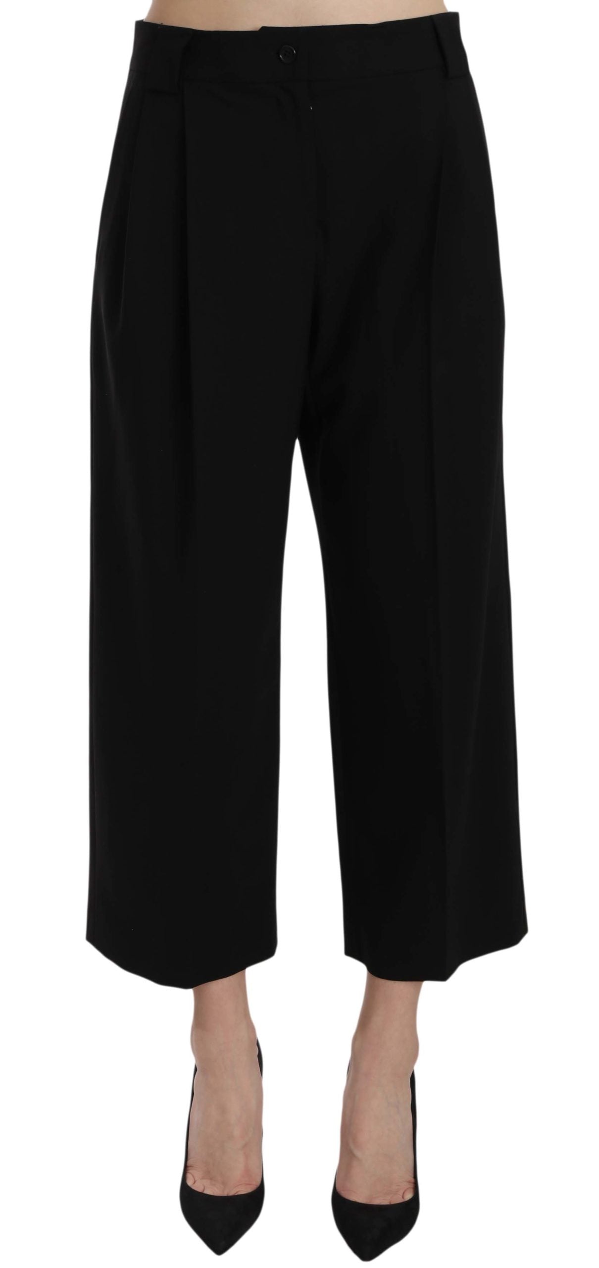 Dolce & Gabbana Elegant Black Cotton Trousers IT40 | S