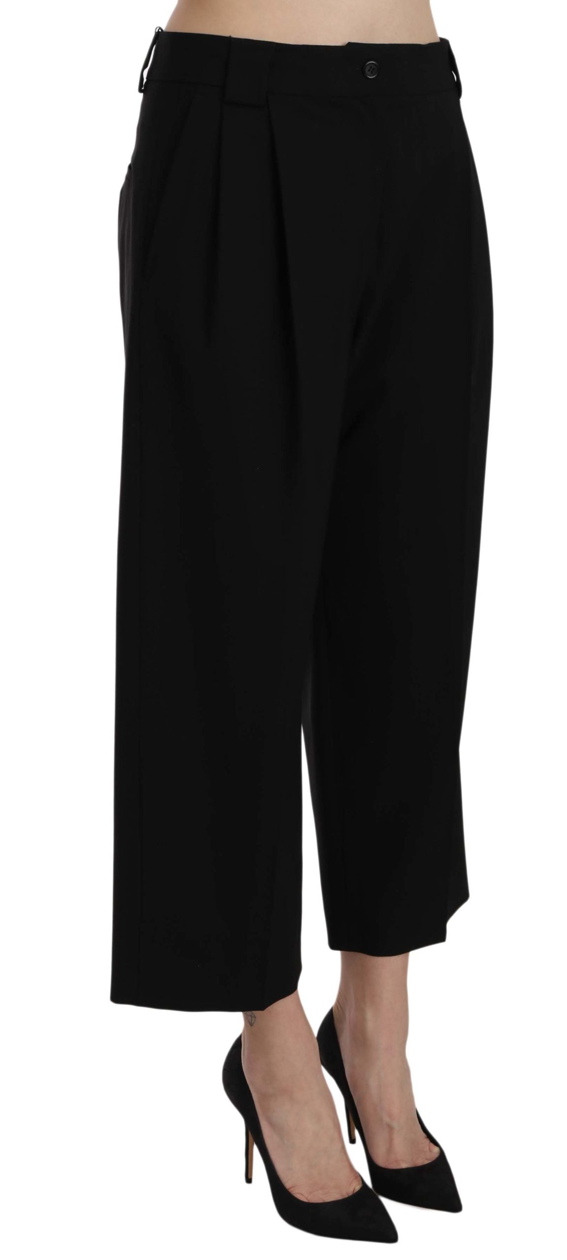 Dolce & Gabbana Elegant Black Cotton Trousers IT40 | S