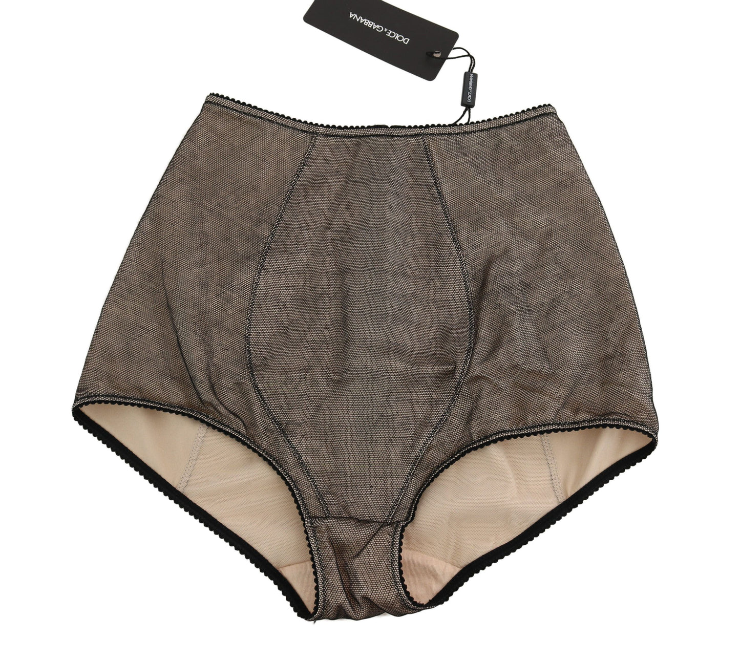 Dolce & Gabbana Beige Black Net Cotton Blend Chic Underwear XS