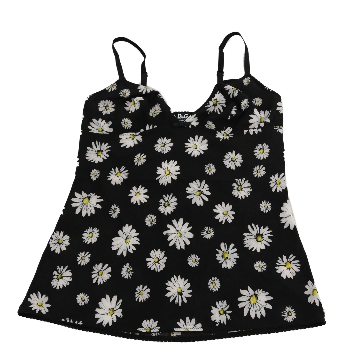 Dolce & Gabbana Elegant Black Daisy Floral Lace Chemise Dress IT2 / S