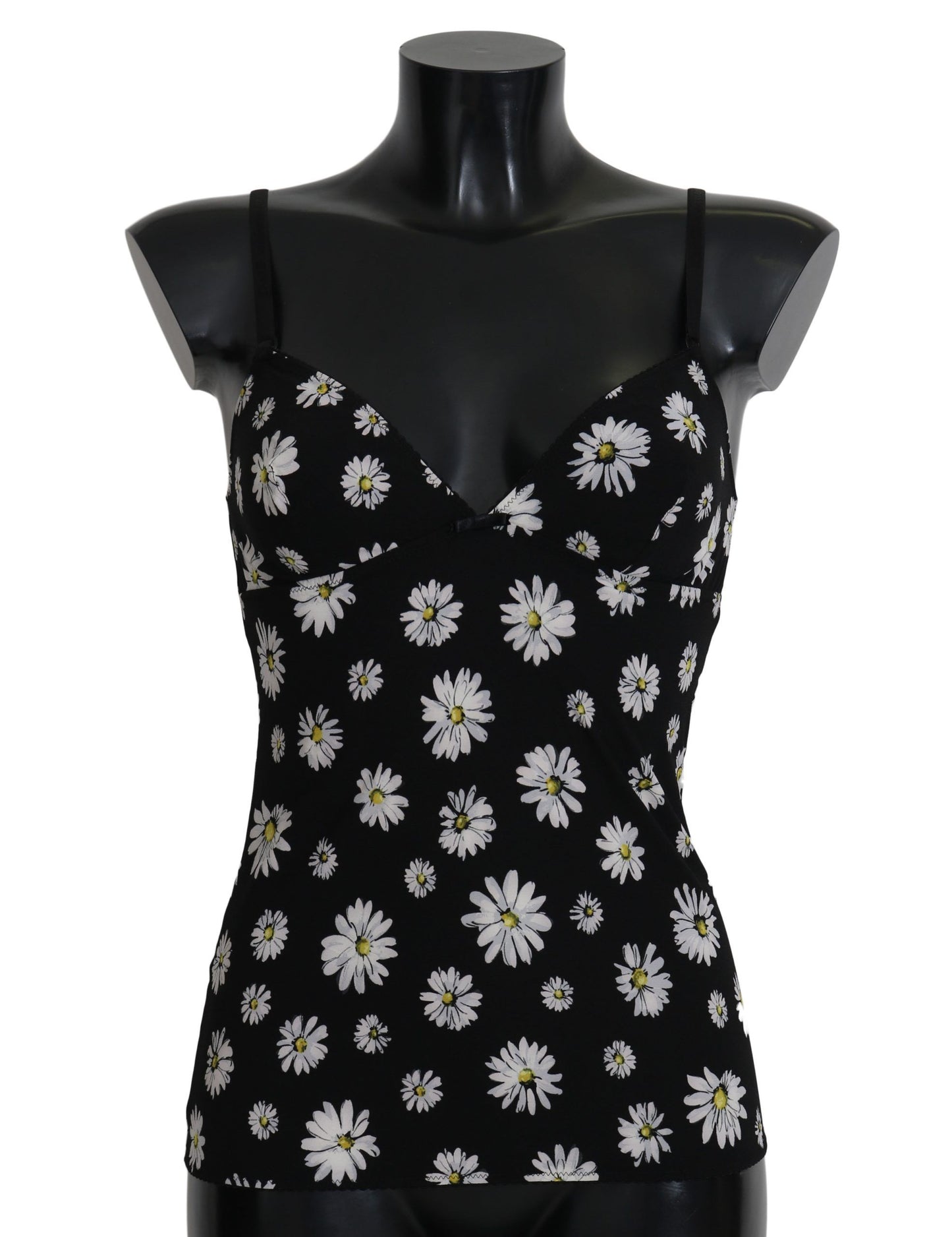 Dolce & Gabbana Elegant Black Daisy Floral Lace Chemise Dress IT2 / S