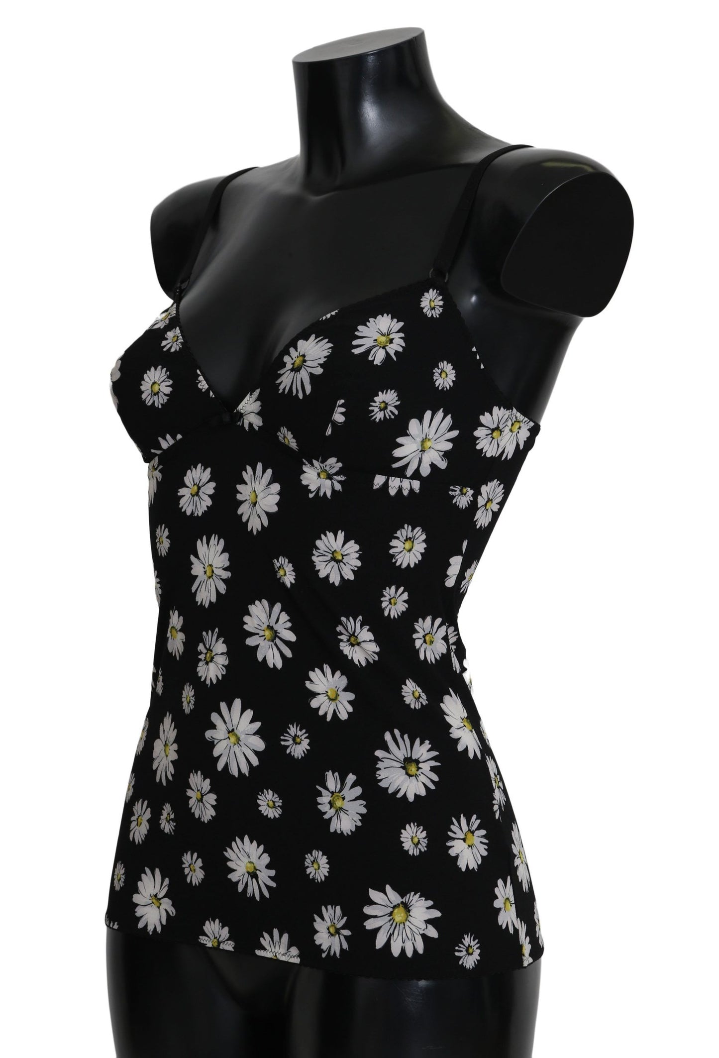 Dolce & Gabbana Elegant Black Daisy Floral Lace Chemise Dress IT2 / S