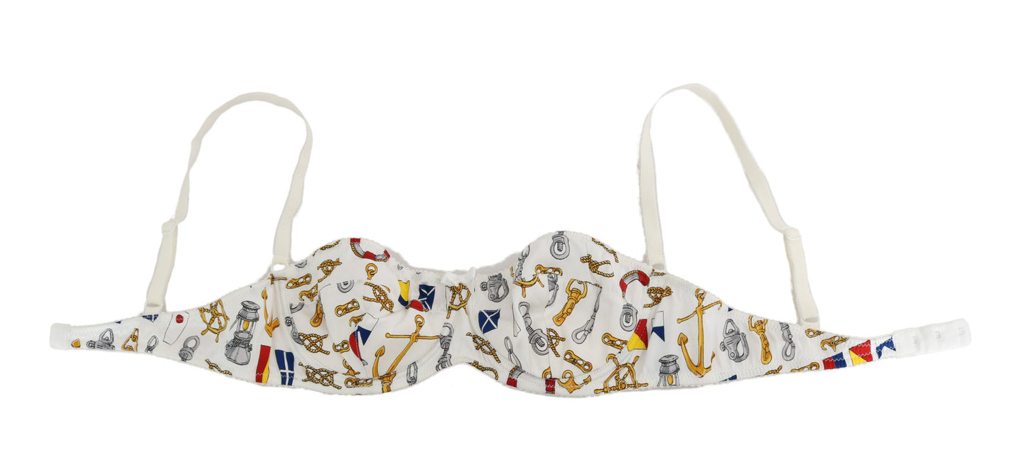 Dolce & Gabbana Elegant White Sailor Print Stretch Bra IT2 / S