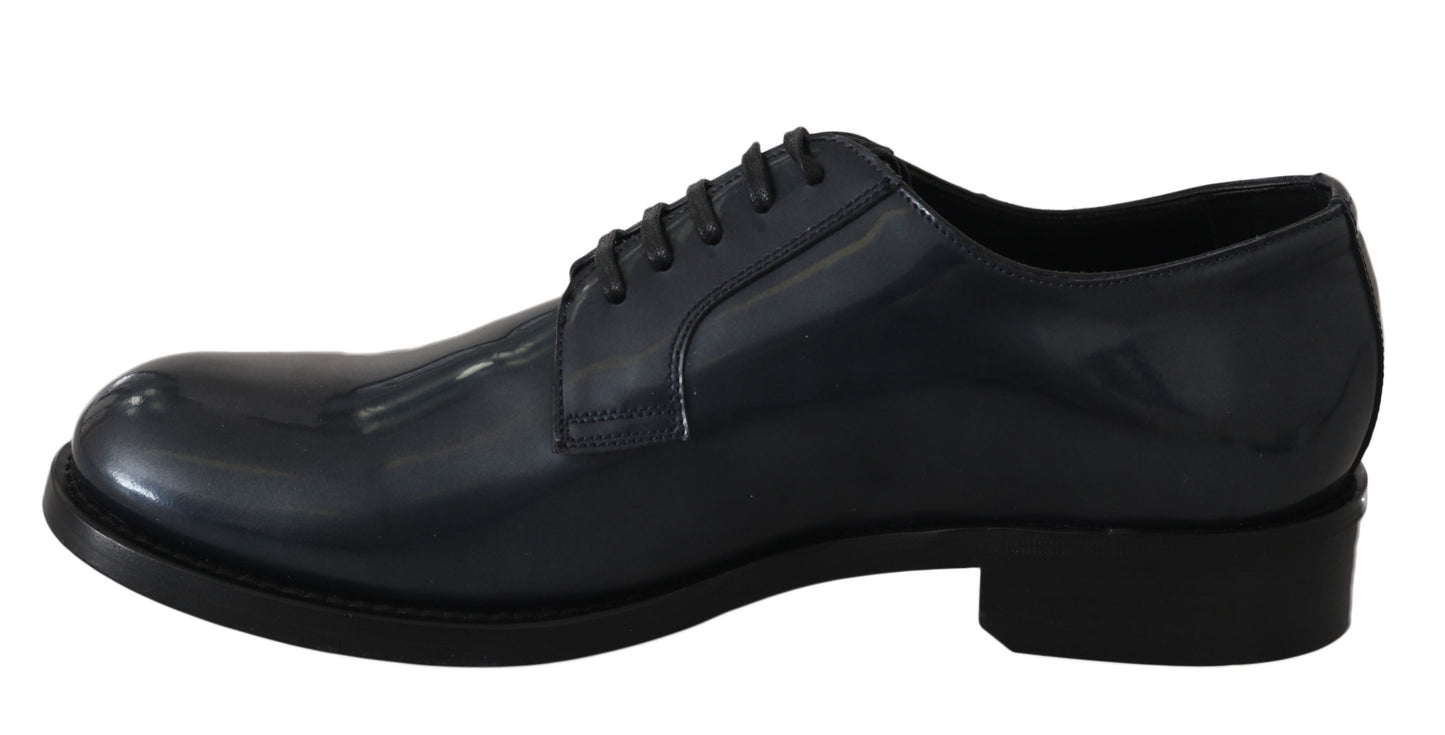 Dolce & Gabbana Elegant Blue Leather Derby Dress Shoes EU39 / US6